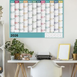 Calendrier 2026,Calendrier Mural 2026 Grand Format - Poster Annuel Scolaire avec Autocollants pour Planification École Bureau Ma