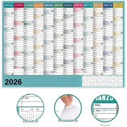 Calendrier 2026,Calendrier Mural 2026 Grand Format - Poster Annuel Scolaire avec Autocollants pour Planification École Bureau Ma