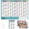 Calendrier 2026,Calendrier Mural 2026 Grand Format - Poster Annuel Scolaire avec Autocollants pour Planification École Bureau Ma