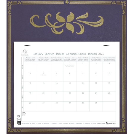 Exacompta - 33311E - Calendrier mensuel avec feuillets détachables 24 x 18 cm - Sur support plaque imprimée Skytos 27,5 x 30,5 c