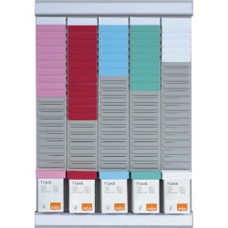 Nobo - Kit Planning Hebdomadaire à Fiches T, Mural, 5 Colonnes & 24 Fentes, Indice 2, Fiches T Multicolores Incluses, 2911680