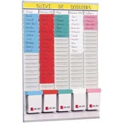 Nobo - Kit Planning Hebdomadaire à Fiches T, Mural, 5 Colonnes & 24 Fentes, Indice 2, Fiches T Multicolores Incluses, 2911680
