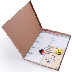 Planning de la Semaine Magnétique, 4 Feutres de Couleur, 12 Aimants, 1 Effaceur | Calendrier Frigo Français 43x32cm Tableau Cuis