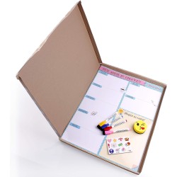 Planning de la Semaine Magnétique, 4 Feutres de Couleur, 12 Aimants, 1 Effaceur | Calendrier Frigo 43x32cm Tableau Cuisine Organ