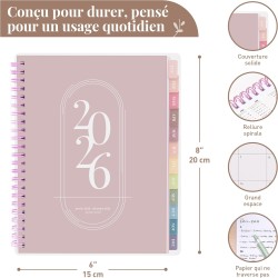 Rileys Agenda Journalier 2026, Planner 2026 Scolaire et Familial, Semainier et Planificateur Hebdomadaire Mensuel, Agenda Profes