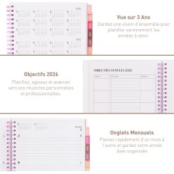Rileys Agenda Journalier 2026, Planner 2026 Scolaire et Familial, Semainier et Planificateur Hebdomadaire Mensuel, Agenda Profes