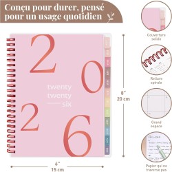 Rileys Agenda Journalier 2026, Planner 2026 Scolaire et Familial, Semainier et Planificateur Hebdomadaire Mensuel, Agenda Profes