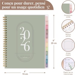 Rileys Agenda Journalier 2026, Planner 2026 Scolaire et Familial, Semainier et Planificateur Hebdomadaire Mensuel, Agenda Profes