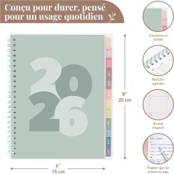 Rileys Agenda Journalier 2026, Planner 2026 Scolaire et Familial, Semainier et Planificateur Hebdomadaire Mensuel, Agenda Profes