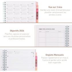 Rileys Agenda Journalier 2026, Planner 2026 Scolaire et Familial, Semainier et Planificateur Hebdomadaire Mensuel, Agenda Profes