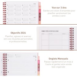 Rileys Agenda Journalier 2026, Planner 2026 Scolaire et Familial, Semainier et Planificateur Hebdomadaire Mensuel, Agenda Profes