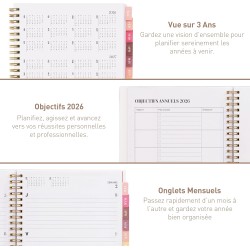 Rileys Agenda Journalier 2026, Planner 2026 Scolaire et Familial, Semainier et Planificateur Hebdomadaire Mensuel, Agenda Profes
