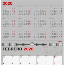Miquelrius - Calendrier mural basique 2026, organiseur annuel A4 : 296 x 210 mm, avec espace pour noter, reliure spirale double,