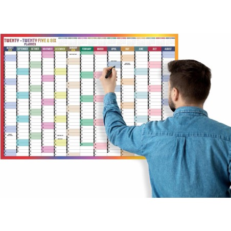 Grand planificateur mural 2025-2026, Format A1, Calendrier scolaire annuel, Grand planificateur d'août à août, Année académique 