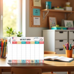 Calendrier Hebdomadaire Familial A3 à Remplir | Planning Mural Organisation Famille avec 8 Cases de Tâches Quotidiennes | Tablea