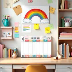 Calendrier Hebdomadaire Familial A3 à Remplir | Planning Mural Organisation Famille avec 8 Cases de Tâches Quotidiennes | Tablea