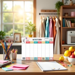 Calendrier Hebdomadaire Familial A3 à Remplir | Planning Mural Organisation Famille avec 8 Cases de Tâches Quotidiennes | Tablea