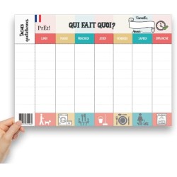 Calendrier Hebdomadaire Familial A3 à Remplir | Planning Mural Organisation Famille avec 8 Cases de Tâches Quotidiennes | Tablea