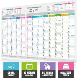 Calendrier scolaire XXL 2025/2026 – Calendrier mural – Planificateur annuel scolaire A1 (84 x 59 cm), planificateur mural avec s