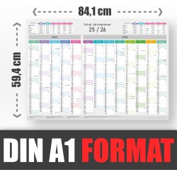 Calendrier scolaire XXL 2025/2026 – Calendrier mural – Planificateur annuel scolaire A1 (84 x 59 cm), planificateur mural avec s