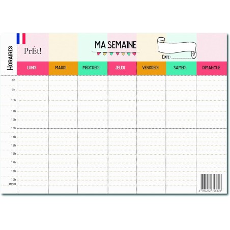 Emploi du Temps Scolaire & Semainier Famille A3 | Tableau Hebdomadaire Mural à Compléter | Organisation Enfants & Parents A3 | R
