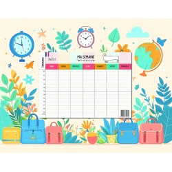 Emploi du Temps Scolaire & Semainier Famille A3 | Tableau Hebdomadaire Mural à Compléter | Organisation Enfants & Parents A3 | R