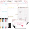Calendrier Magnétique Frigo Sakura | Pack 3 : Tableau Semainier, Liste de Courses, Pense-Bête | Organisateur Familial | Planning