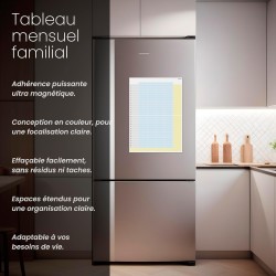 Calendrier Magnétique Familial Mensuel. Planificateur Mensuel Magnétique A3 au Design pour une bonne Planification Familiale, Tâ
