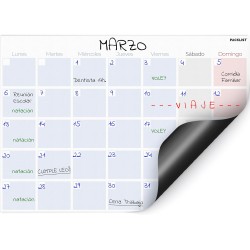 Calendrier magnétique mensuel en espagnol Réfrigérateur aimant sans date de conception Organisez votre vie, travail, activités e
