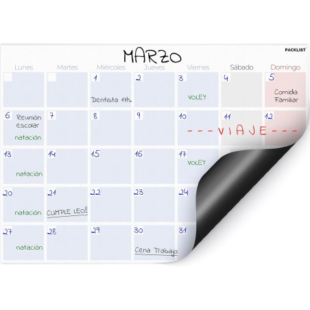 Calendrier magnétique mensuel en espagnol Réfrigérateur aimant sans date de conception Organisez votre vie, travail, activités e