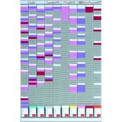 Nobo - Kit Planning Mural à Fiches T, Polyvalent, 10 Colonnes & 54 Fentes, Indice 2, Fiches T Multicolores & Index Inclus, 29010