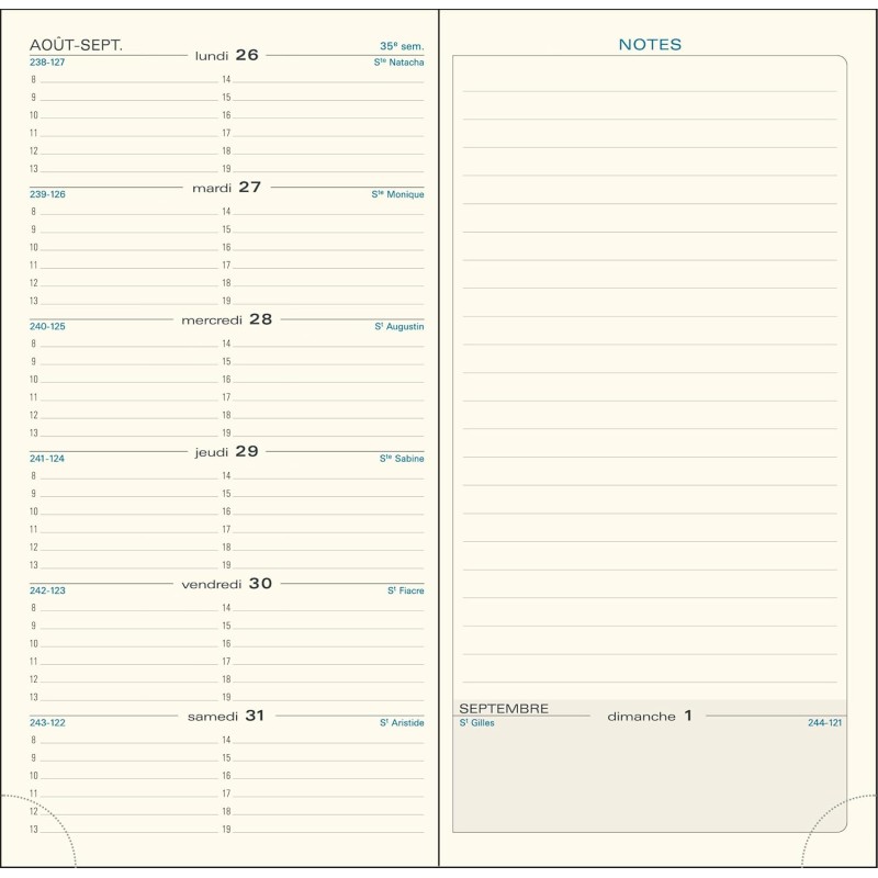 Exacompta - 17842E - Recharge agenda semainier de poche Espace 17 - 9 x 17,5 cm - Janvier à décembre 2026 - Tranche naturelle