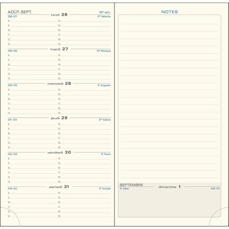 Exacompta - 17842E - Recharge agenda semainier de poche Espace 17 - 9 x 17,5 cm - Janvier à décembre 2026 - Tranche naturelle