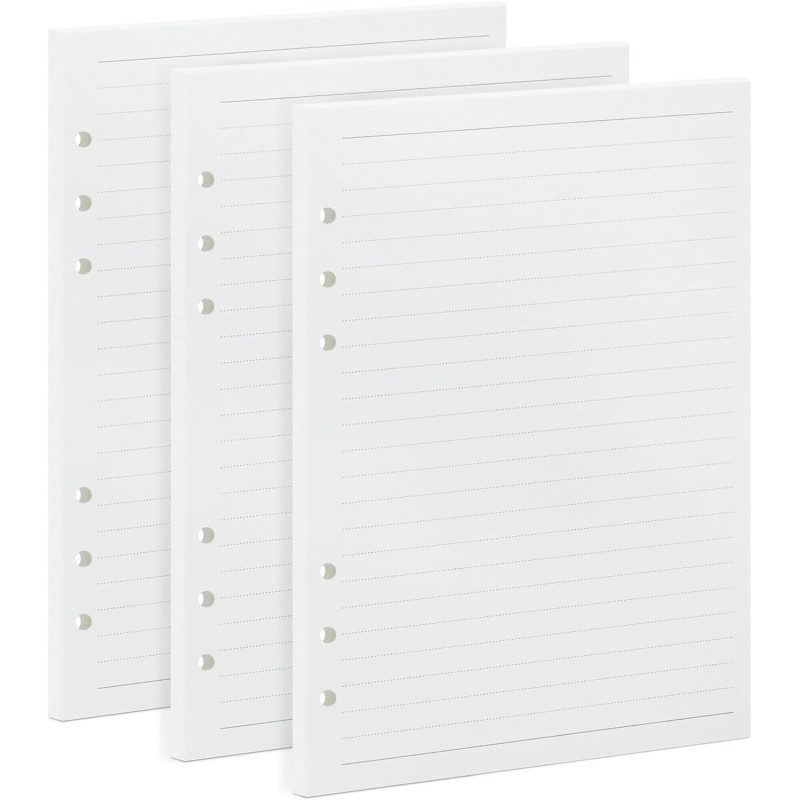135 Feuilles Volantes Lignées A5 - Papier 100g/m² - Recharge pour Classeur 6 Anneaux - Agenda, Carnet, Filofax A5