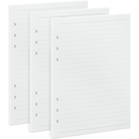 135 Feuilles Volantes Lignées A5 - Papier 100g/m² - Recharge pour Classeur 6 Anneaux - Agenda, Carnet, Filofax A5
