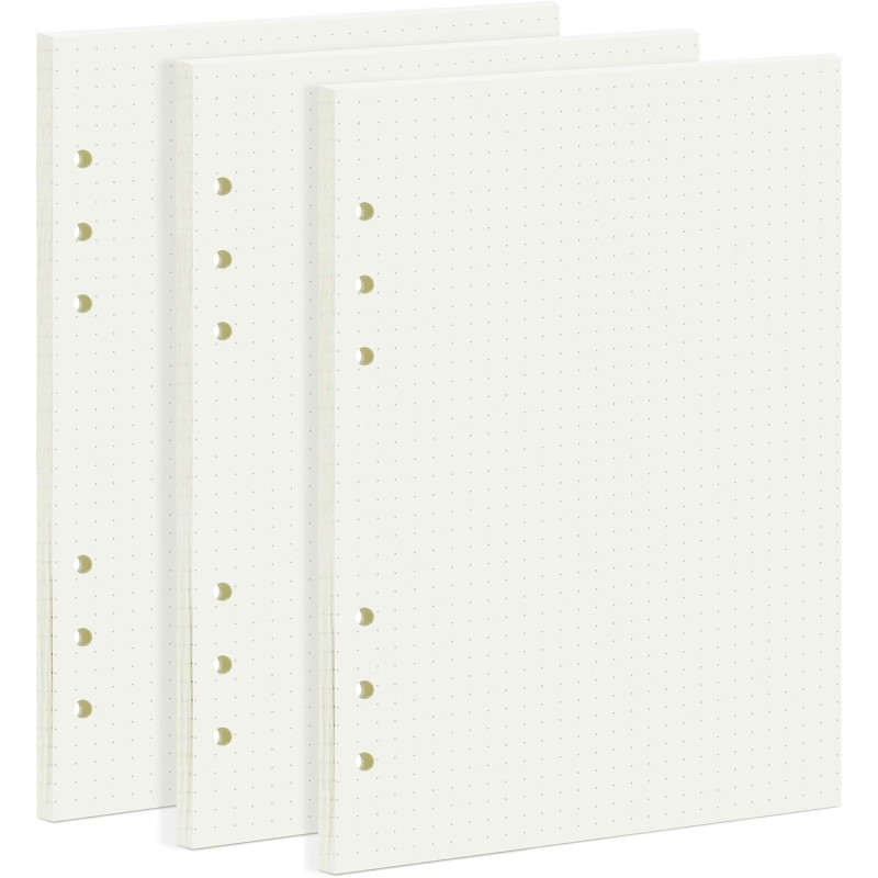 135 Feuilles A5 Recharge Papier en Pointillé, OVISEEN Quadrillé 6 Trous Vierge Feuillets Mobiles pour Agenda Filofax A5 Bullet C