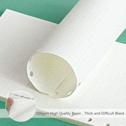 135 Feuilles A5 Recharge Papier en Pointillé, OVISEEN Quadrillé 6 Trous Vierge Feuillets Mobiles pour Agenda Filofax A5 Bullet C