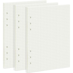 135 Feuilles A5 Recharge Papier en Quadrillé, OVISEEN Quadrillé 6 Trous Vierge Feuillets Mobiles pour Agenda Filofax A5 Bullet C