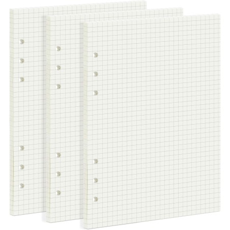 135 Feuilles A5 Recharge Papier en Quadrillé, OVISEEN Quadrillé 6 Trous Vierge Feuillets Mobiles pour Agenda Filofax A5 Bullet C