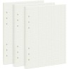 135 Feuilles A5 Recharge Papier en Quadrillé, OVISEEN Quadrillé 6 Trous Vierge Feuillets Mobiles pour Agenda Filofax A5 Bullet C