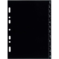 Exacompta - 28223E - Recharge intercalaires alphabétique A-Z Plastique - Pour organiseur Exatime 21 -12 feuillets noirs