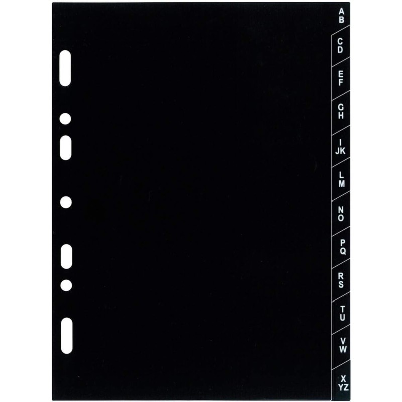 Exacompta - 28223E - Recharge intercalaires alphabétique A-Z Plastique - Pour organiseur Exatime 21 -12 feuillets noirs