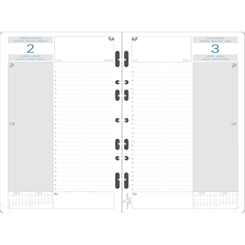 EXACOMPTA - 1 Recharge Organiseur Pour Exatime 21 Journalier - 1er Semestre : Janv. à Juin 2018