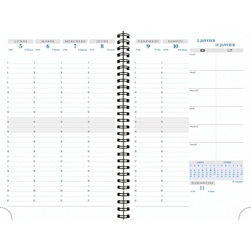 Exacompta - 20822E - Recharge agenda semainier de bureau Visuel Horizons 20S spiralé Carte noire - 15 x 21 cm - Janvier à décemb