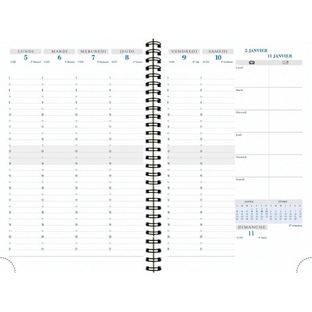 Exacompta - 20822E - Recharge agenda semainier de bureau Visuel Horizons 20S spiralé Carte noire - 15 x 21 cm - Janvier à décemb