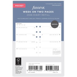 Filofax Agenda 2026 de poche 26-68290 avec semaine sur deux pages