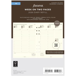 Filofax Agenda 2026 semainier sur 2 pages format colonne 5 langues Coton crème 26-68513