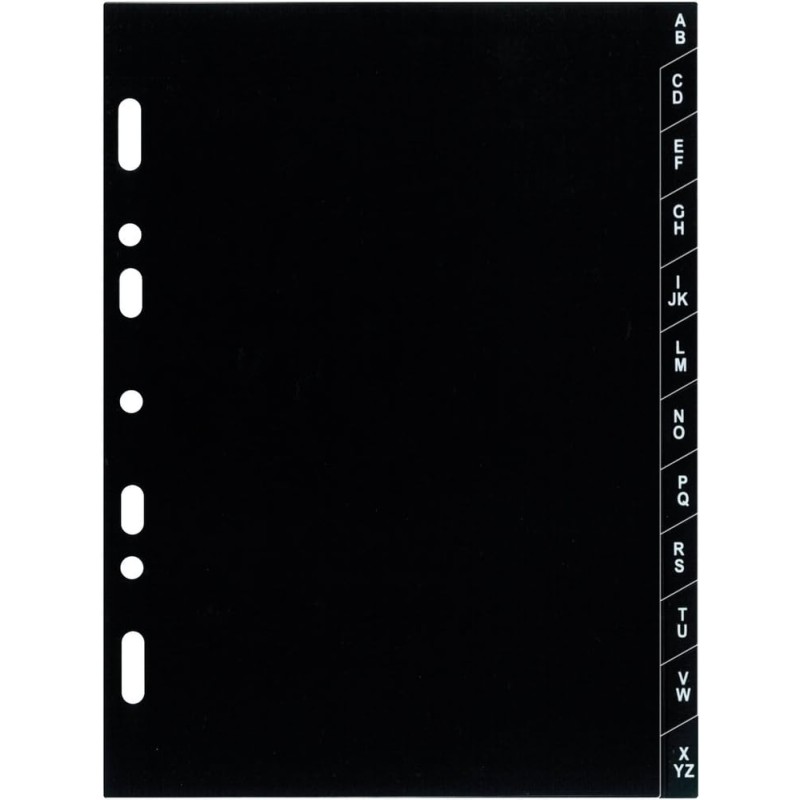 Exacompta - 14223E - Recharge index alphabétique A-Z pour Organiseur Exatime 14 - 7 feuillets noirs