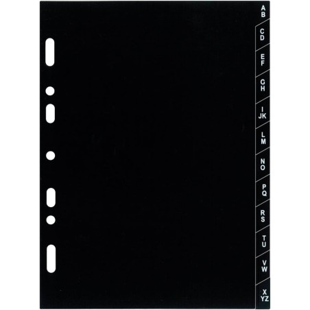 Exacompta - 14223E - Recharge index alphabétique A-Z pour Organiseur Exatime 14 - 7 feuillets noirs