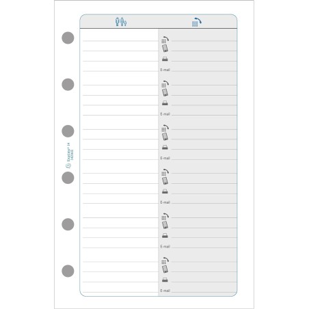 Exacompta - 14216E - Recharge perforée adresses-téléphones pour Organiseur Exatime 14 - 8,1 x 12,6 cm - Coloris blanc